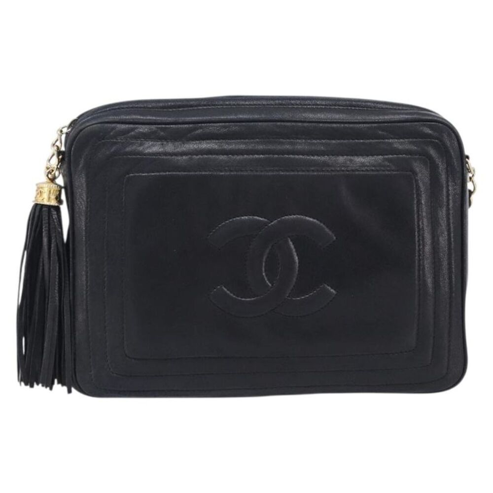 Chanel Vintage Cc Camera Leather Black Leather Shoulder Bag Bag